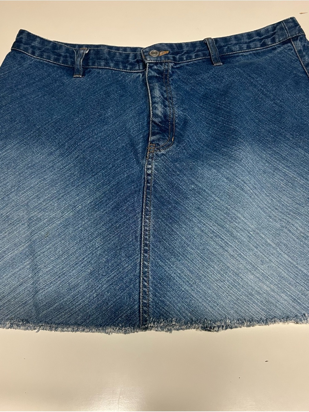 GAP Jeans Blue Solid Denim Cotton A-Line Short Skirt Button Closure Women’s 16